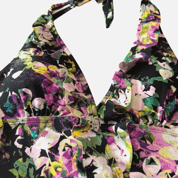 Love your Assets SARAH Blakely Halter Tie Tankini Swim Top Size Small Floral - Picture 7 of 13